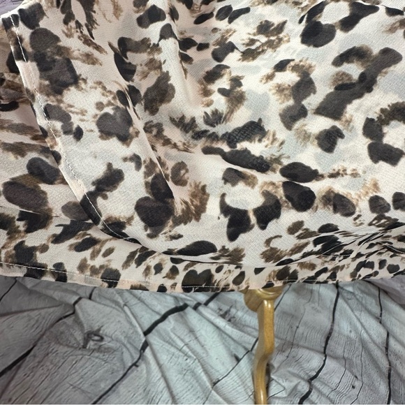 simply vera vera wang leopard print blouse sheer layered peplum waist sz XL - Picture 7 of 10